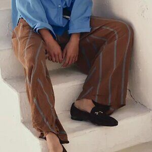 Free People Polished Tides Pants Free Est High-rise Wide-leg Printed S